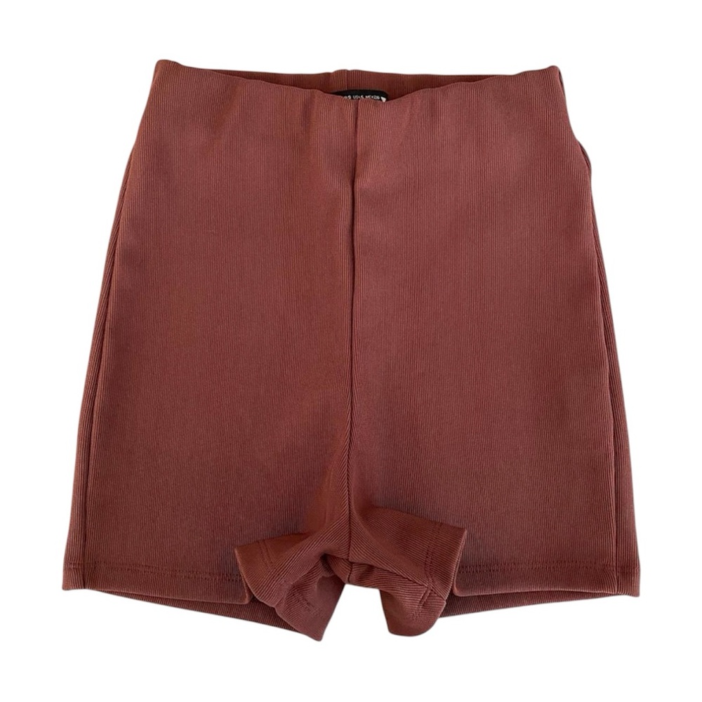 Zara Shorts High Waisted High Rise Pull On Ribbed Reddish Brown Women’s Size S